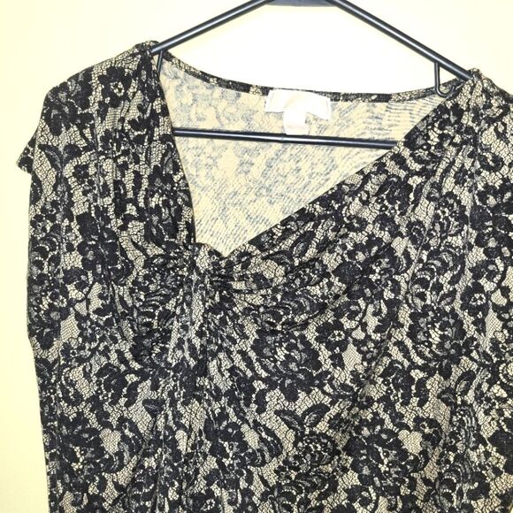 Michael Kors Black Lace Print Knotted Top Large - Picture 6 of 10